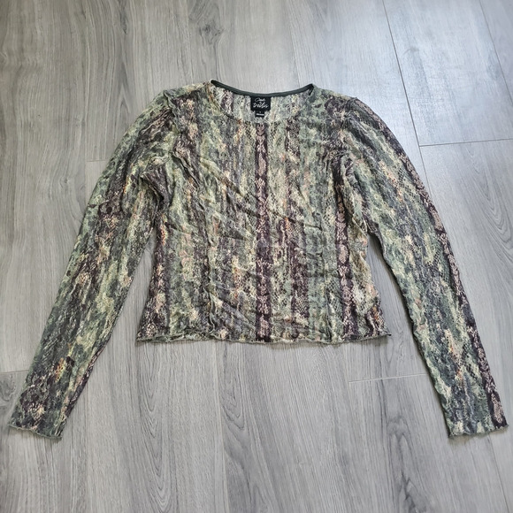 Whimsigoth Fairycore Forest Fairy Y2K Mesh Lace Sheer Top Earth Witch Grunge - Picture 1 of 8